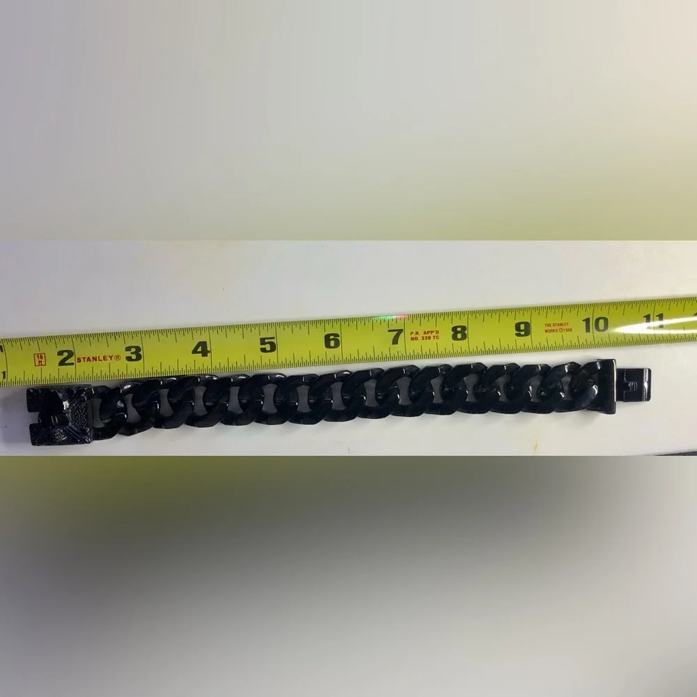 Men's Black Chain Bracelet with skull design stainless steel 316L - Picture 3 of 5